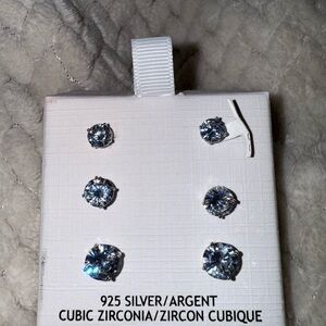 Silver Cubic Zirconia Earring Set